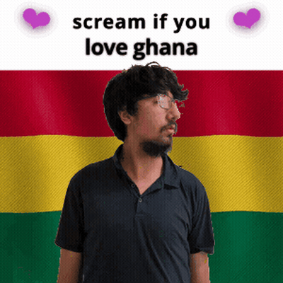 Man With Glasses Flag Scream If You Love Ghana GIF