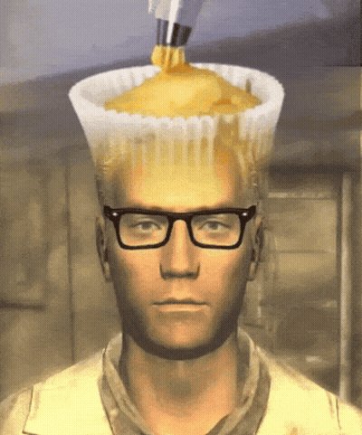 Man With Glasses Has Cupcake Poured With Frosting On Head GIF