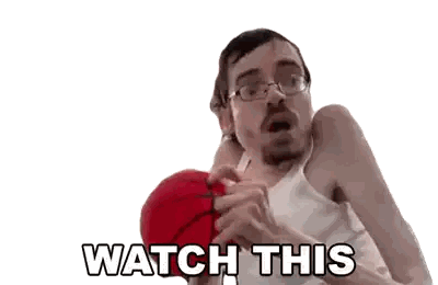 Man With Glasses Holding Basketball Says Watch This Sticker