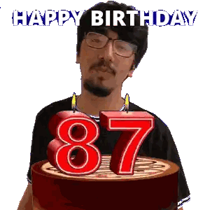 Man With Glasses Holding Birthday Cake Sticker