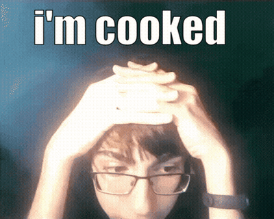 Man With Glasses Holding Head Saying I'm Cooked GIF