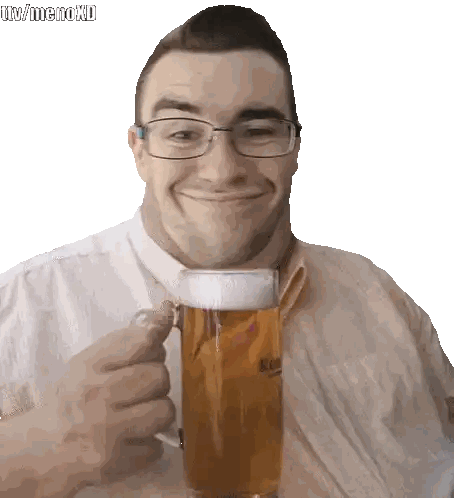 Man With Glasses Holding Ko Beer Mug Sticker