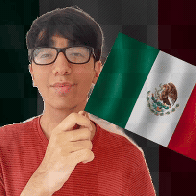 Man With Glasses Holding Mexican Flag GIF