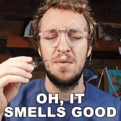 Man With Glasses Holding Pipette Says Oh It Smells Good GIF