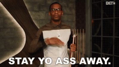 Man With Glasses Holding Pool Cue Stay Yo Ass Away GIF
