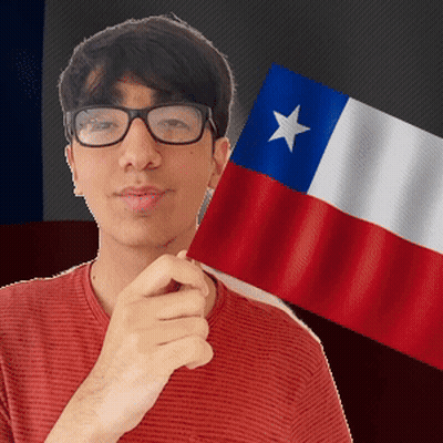 Man With Glasses Holding Red White Blue Star Flag GIF