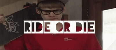Man With Glasses Holding Skateboard Ride Or Die GIF
