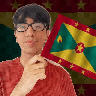 Man With Glasses Holding Small Flag GIF