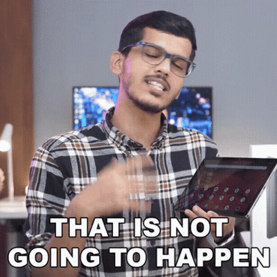 Man With Glasses Holding Tablet Saying That Is Not Going To Happen GIF