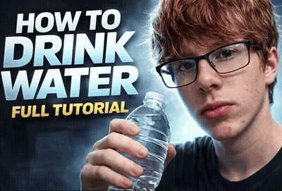 Man With Glasses Holding Water Bottle How To Drink Water Full Tutorial GIF
