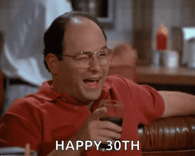 Man With Glasses Holding Wine Saying Happy 30Th GIF