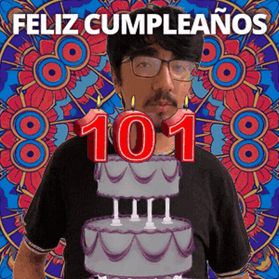 Man With Glasses In Front Of 101 Cake GIF