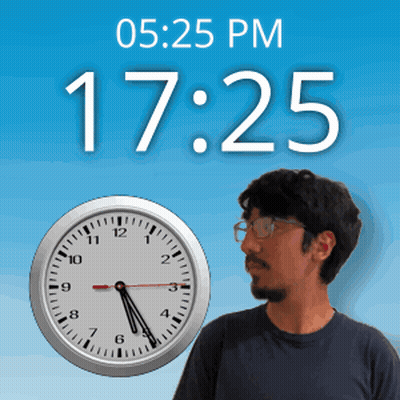 Man With Glasses In Front Of Clock 17:25 GIF