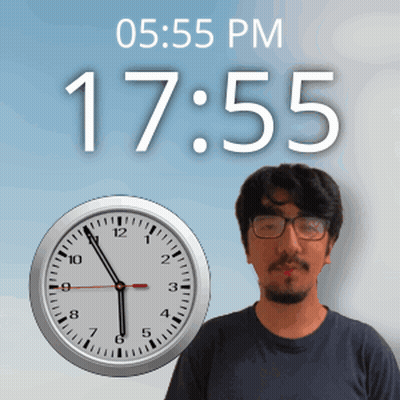 Man With Glasses In Front Of Clock 17:55 GIF