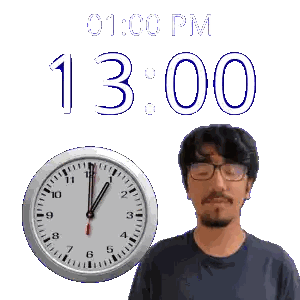 Man With Glasses In Front Of Clock Saying 11:00 PM Sticker