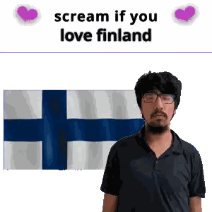 Man With Glasses In Front Of Finland Flag Sticker