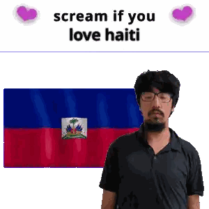 Man With Glasses In Front Of Haiti Flag Sticker