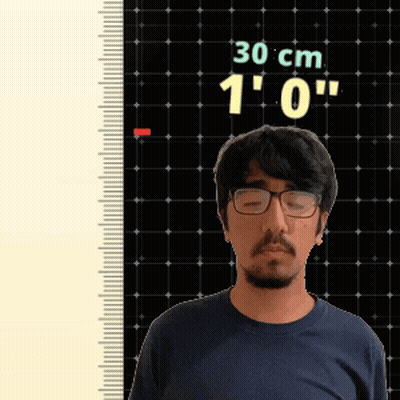 Man With Glasses In Front Of Ruler Saying 30 Cm GIF
