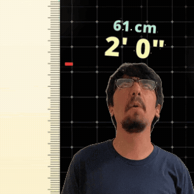 Man With Glasses In Front Of Ruler Saying 61 Cm 2.0 GIF