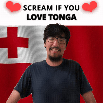 Man With Glasses In Front Of Tonga Flag GIF
