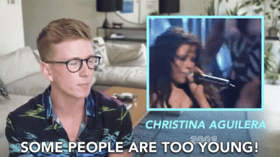 Man With Glasses Looking At Christina Aguilera 2003 Picture GIF