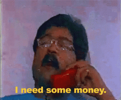 Man With Glasses Mustache Red Phone Saying I Need Money GIF