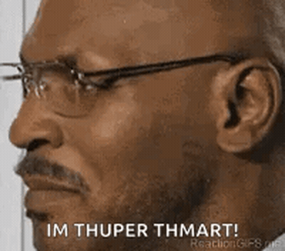 Man With Glasses Mustache Says Im Thuper Thmart GIF