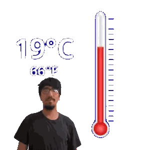 Man With Glasses Next To 19°C Thermometer Sticker