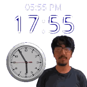 Man With Glasses Next To Clock Saying 1755 Sticker