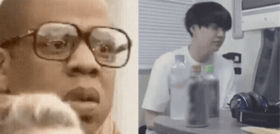 Man With Glasses Pointing At Cat, Man With Water GIF
