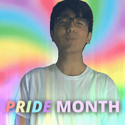 Man With Glasses Rainbow Background Pride Month GIF