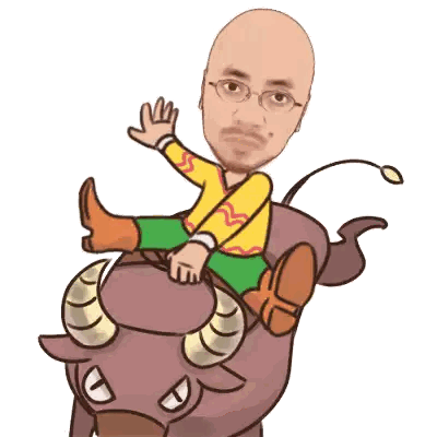 Man With Glasses Riding Angry Bull Sticker