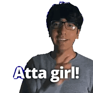 Man With Glasses Saying Atta Girl Sticker