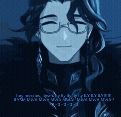 Man With Glasses Saying Hey Merzies ILYSM GIF
