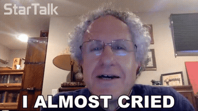 Man With Glasses Saying I Almost Cried Startalk Logo GIF