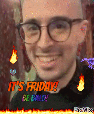 Man With Glasses Saying Its Friday Be Bald GIF