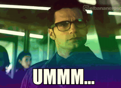 Man With Glasses Saying Ummm Purple Background GIF