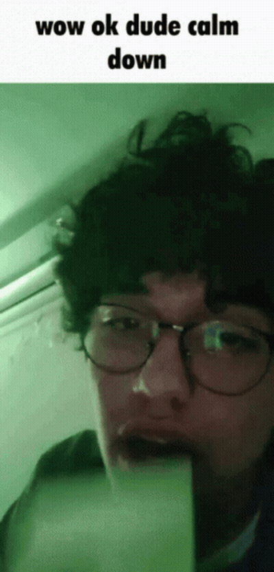 Man With Glasses Saying Wow Ok Dude Calm Down GIF