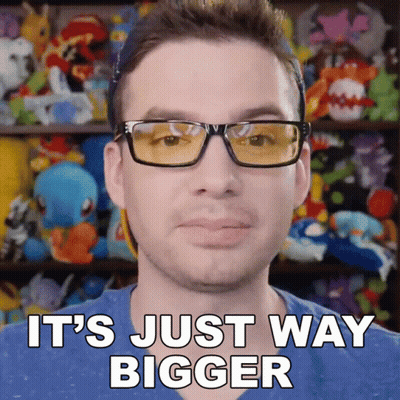 Man With Glasses Says It's Just Way Bigger In Front Of Stuffed Animals GIF