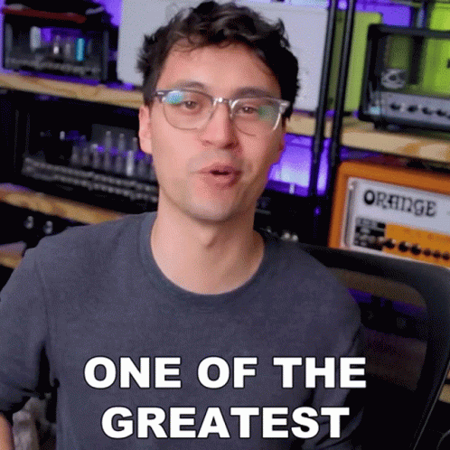 Man With Glasses Says One Of The Greatest In Front Of Orange Amplifier GIF
