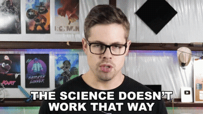 Man With Glasses Says Science Doesn't Work That Way In Front Of Chicken Diner Poster GIF