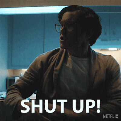 Man With Glasses Says Shut Up Dark Kitchen GIF
