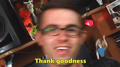Man With Glasses Says Thank Goodness Yellow GIF