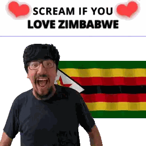 Man With Glasses Screaming At Flag Saying Scream If You Love Zimbabwe Sticker