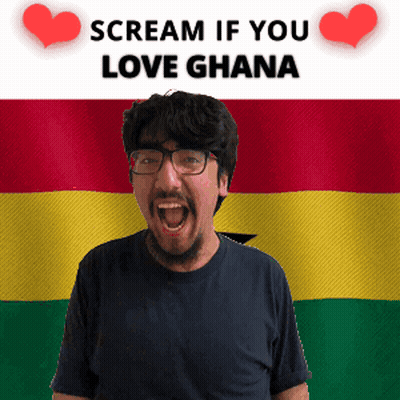 Man With Glasses Screaming Before Ghana Flag GIF