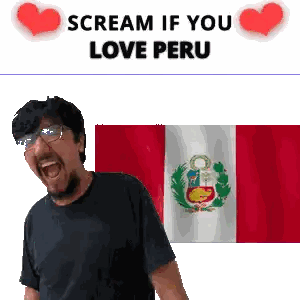 Man With Glasses Screaming By Peru Flag Sticker