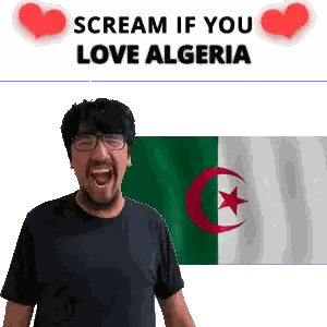 Man With Glasses Screaming Scream If You Love Algeria Sticker