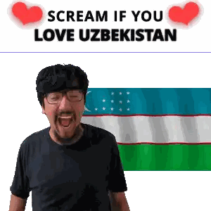 Man With Glasses Screaming Scream If You Love Uzbekistan Sticker