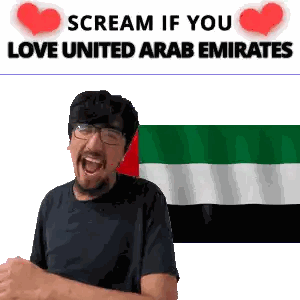 Man With Glasses Screaming UAE Flag Sticker