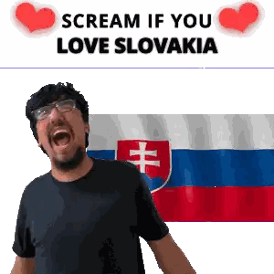 Man With Glasses Screams In Front Of Slovakia Flag Sticker